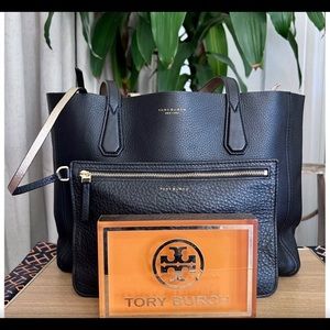 Tory Burch black tote and wristlet